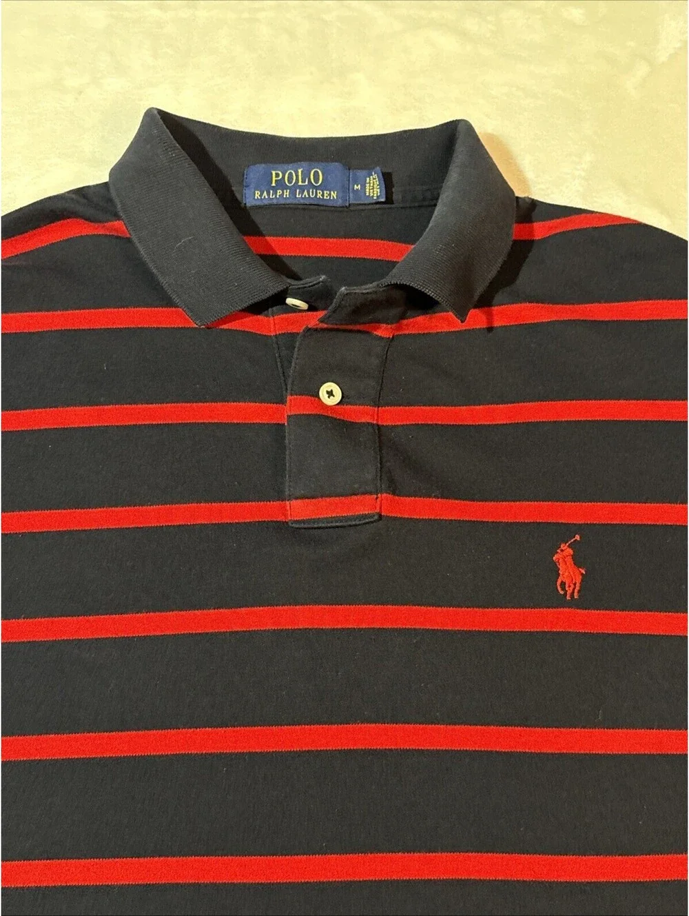 Polo Ralph Lauren Men's Striped Short Sleeve Polo Shirt Med Red/Blue